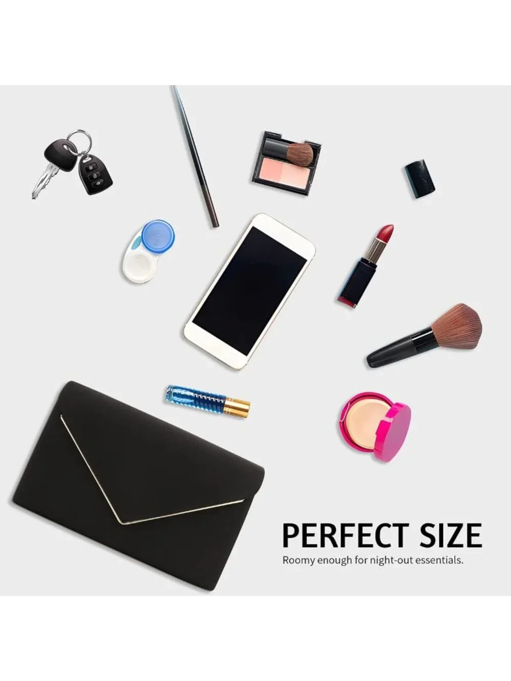 👜 Women's Black Wedding Party Cocktail Prom Faux Suede Crossbody Clutch Purse